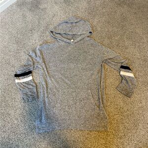 Old Navy Heather Gray Knit Hoodie. XL. X-Large 14. White Stripe arm.